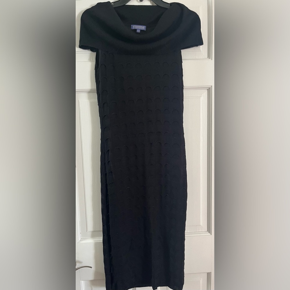 Elegant Black Textured Off shoulder Dress